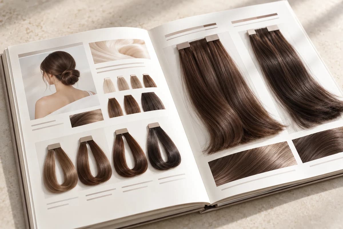 Minh họa catalog mẫu màu và chất tóc cho tư vấn bán sỉ