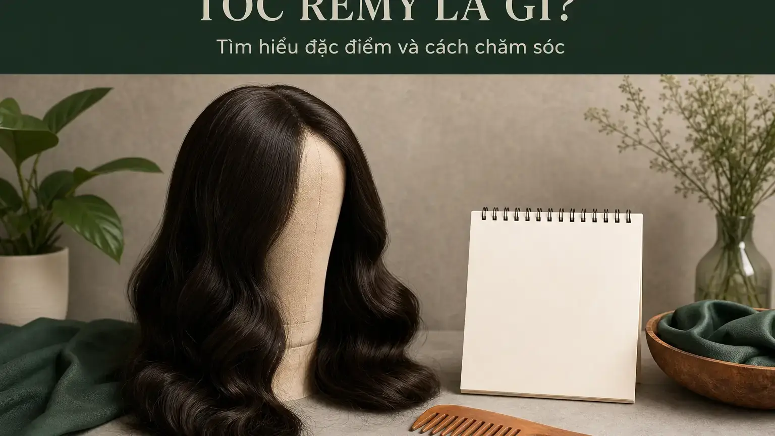 Ảnh minh họa AI 2: dụng cụ và nội dung chăm sóc tóc — tóc Remy là gì