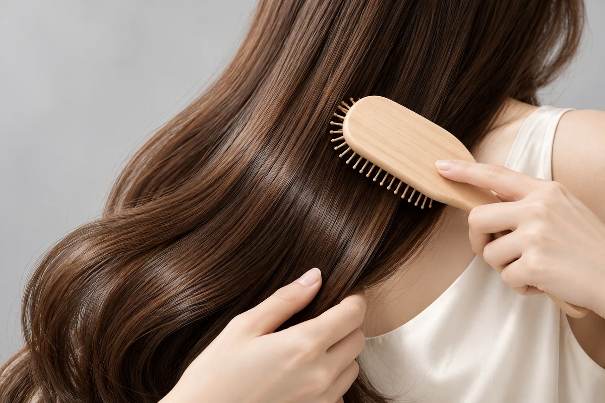 Minh họa thao tác chải tóc nhẹ nhàng