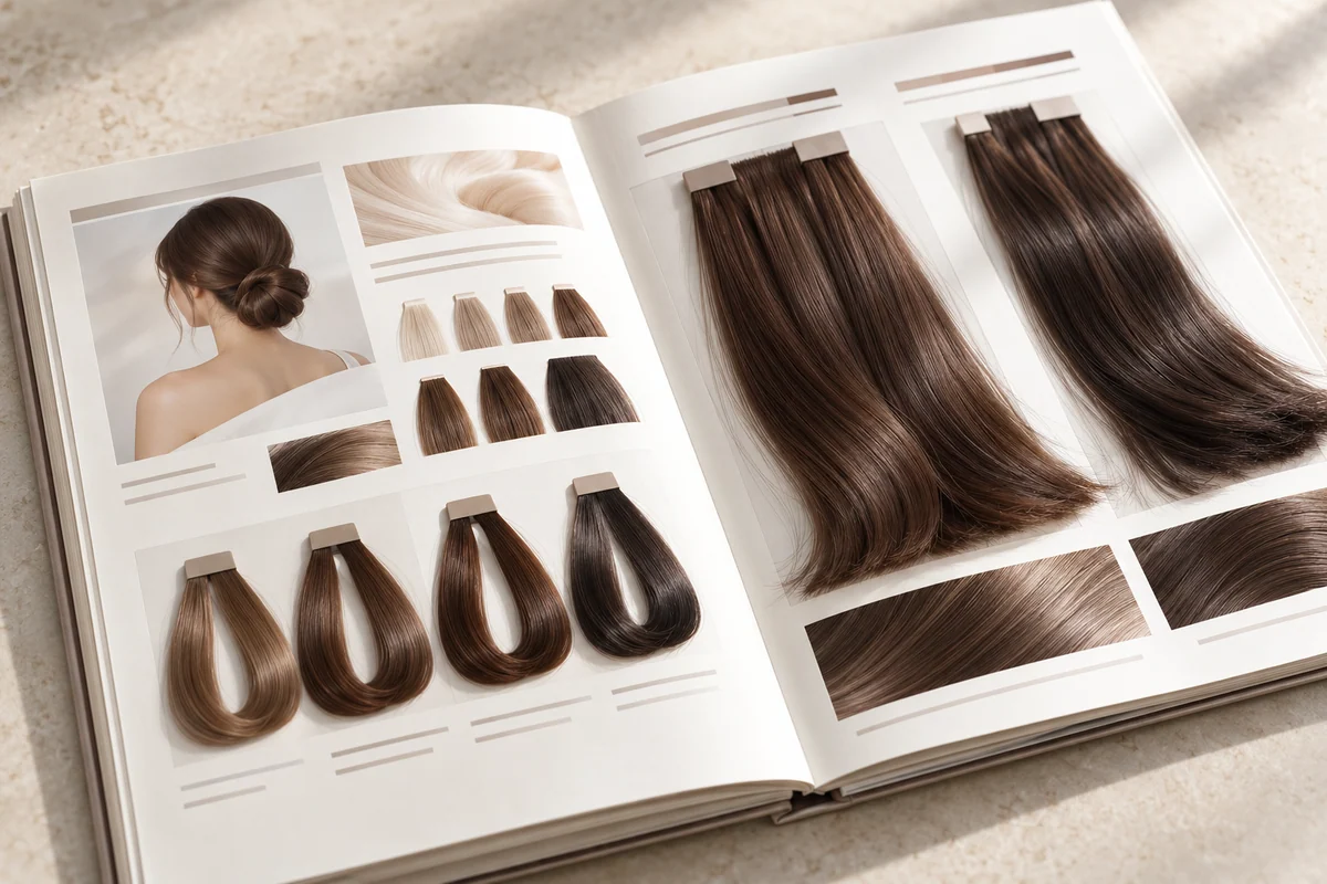 Minh họa catalog mẫu màu và chất tóc cho tư vấn bán sỉ